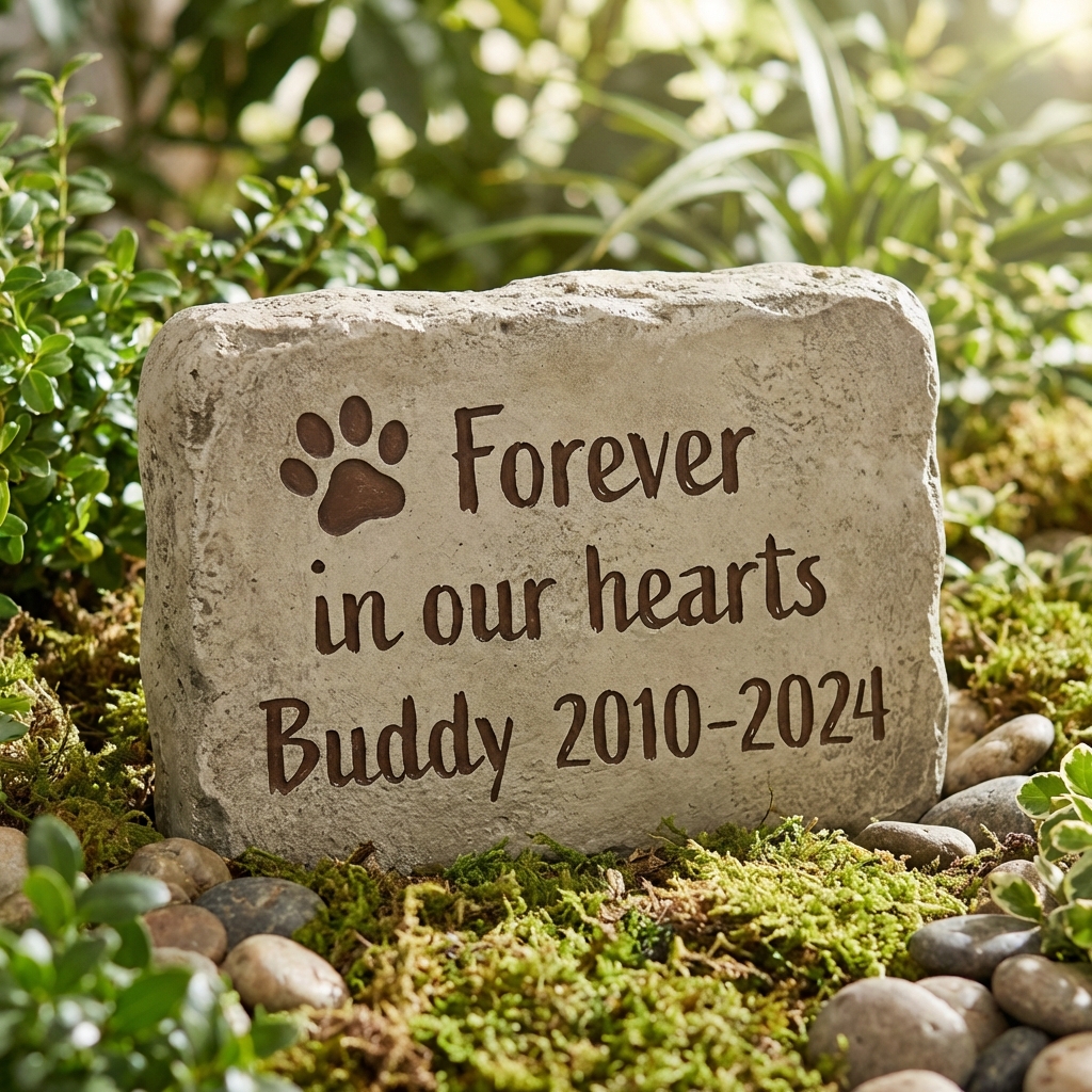 Personalized Pet Garden Stone with paw print
